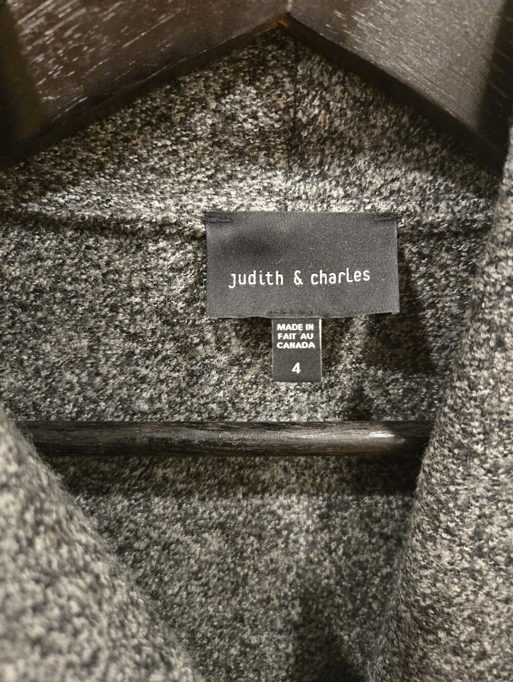 Judith & Charles Gray Wool Moto Jacket with Black Leather Sleeves Sz 4 Like New - Picture 3 of 8